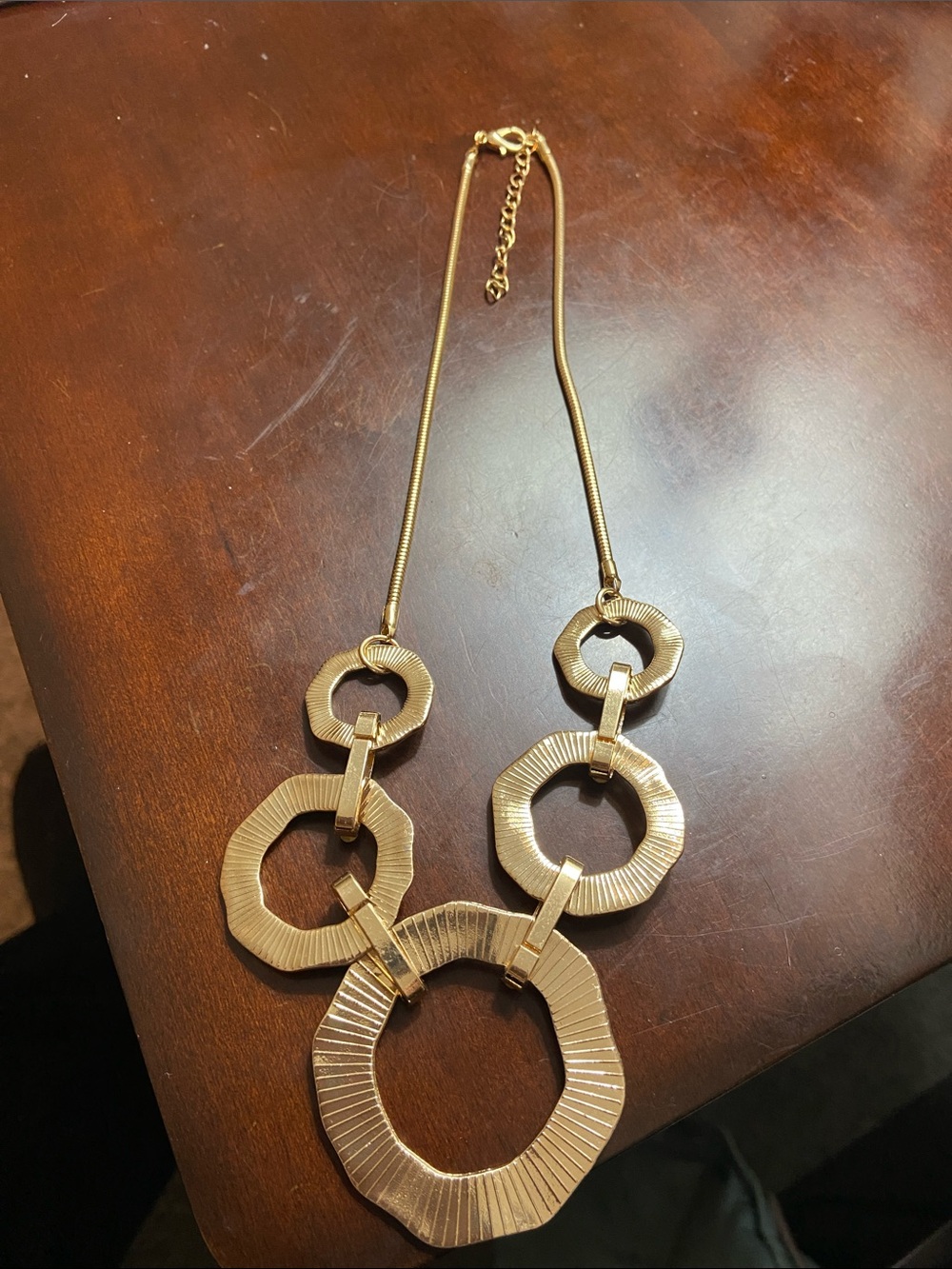 Gold Statement Linked Circle Necklace - Women Jewelry